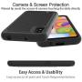 Galaxy A01 Case with Tempered Glass Screen Protector [2 Pack], Dahkoiz Armor Defender Cover Samsung Galaxy A01 Cases Dual Layer Hybrid Protective Phone Case for Samsung Galaxy A01, Black