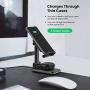 MEISO Wireless Charging Cell Phone Stand, Fully Foldable, Adjustable Phone Cradle,10W Max Qi-Enabled Wireless Charging Holder for iPhone 11/ES/MAX/XS/XR/X/8,AirPods/Pro,Samsung Galaxy S20/S10/S9/S8
