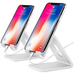 COOLOO Cell Phone Stand,【2 Pack】 Tablets Stand Desktop Cradle Holder Dock for Smartphone E-Reader, Compatible Phone Xs Max X 8 7 6 6s Plus 5 5s, Galaxy, Charging, Universal Accessories Desk (White)