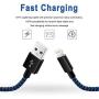 iPhone Charger, MFi Certified Lightning Cable 3 Pack 10FT Extra Long Nylon Braided USB Charging & Syncing Cord Compatible with iPhone 11/11Pro/XS/XR/X/8/8 Plus/7/7Plus/6S/6/iPad/Nano(Blue Black)