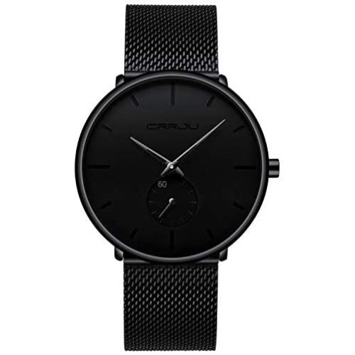 Mens Watches Ultra-Thin Minimalist Waterproof - Fashion Wrist Watch for Men Unisex Dress with Stainless Steel Mesh Band