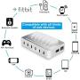 Charging Station for Multiple Devices - 6 Smart Charging Ports Docking Organizer - Compatible with iPhone iPad and Android Cell Phone and Tablet (6 Short Cables Included) (White)