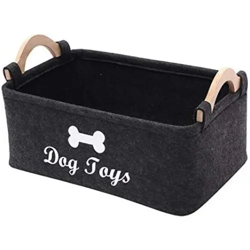 Morezi Felt pet Toy Box and Dog Toy Box Storage Basket Chest Organizer - Perfect for organizing pet Toys, Blankets, leashes and Food