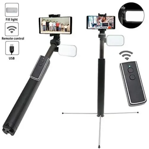 TDRFORCE 63 Inch Super Long Extendable Selfie Stick with Bluetooth Wireless Remote and Tripod with Live Fill Light (32 Lights) TDRFORCE 63 Inch Super Long Extendable Selfie Stick with Bluetooth Wireless Remote and Tripod with Live Fill Light (32 Lights)