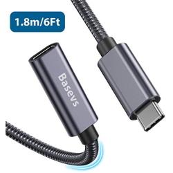 USB C Extension Cable(6ft/1.8m),Basevs USB Type C 3.1 gen Male to Female Charging & Sync Extender Cord for Nintendo Switch, MacBook Pro, Google Pixel 3/2 XL, USB-C Hub, Samsung S8 and More