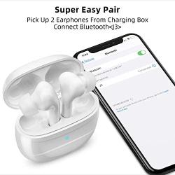 Wireless Earbuds,Coobetter Bluetooth Earphones Noise Canceling Headset V5.0 Stereo Waterproof Headphones Sport Bluetooth Headphones in Ear with Mini Charging Case and Integrated Microphone(White)