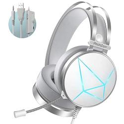 PeohZarr Gaming Headset PS4 Headset Xbox One Headset with Surround Sound White PC Gaming Headset with Clear Mic & Large Ear Pads for Xbox One (Adapter Not Included), PS4, PC, Nintendo Switch, Laptop
