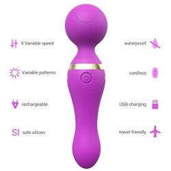 Personal Massager Handheld for Women Mini Wand Massager with 9 Powerful Speed Electric Body Massage Wand & Deep Tissue Massage Ball for Back Neck Shoulder Legs