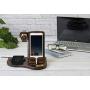 TESLYAR Wood Phone Docking Station with Wireless Charger Included Ash Wallet Stand Watch Organizer Mens Gift Charging Dock Holder Anniversary Dad Birthday Nightstand Compatible Any Phone Charging