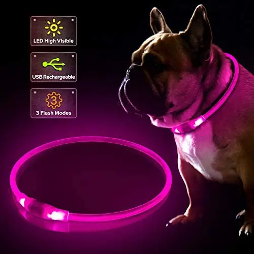LED Dog Collar, USB Rechargeable Flashing Light Up Collar for Safety at Night, Adjustable Water Resistant Bright Lighted Collar for Small Medium Large Dogs LED Dog Collar, USB Rechargeable Flashing Light Up Collar for Safety at Night, Adjustable Water Resistant Bright Lighted Collar for Small Medium Large Dogs
