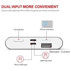 Portable Charger Yoobao Power Bank Apple & Micro Input 8000mAh Compact Powerbank External Cellphone Battery Backup Pack Compatible iPhone X 8 7 6 Plus Android Smartphone Samsung Galaxy etc- Gray