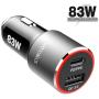 83W USB C Car Charger, WOTOBEUS Dual USB Type C Fast Car Phone Laptop Charger Adapter 65W PPS PD 18W QC3.0 Quick Charge for iPhone SE 11/iPad/MacBook/ThinkPad/HP/Pixel/S8/S9/S10/S20/Note10Plus/Note9