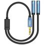 MillSO Headset Splitter for 2 TRRS Headphones or Mics - 3.5mm Jack Adapter TRRS 4-Pole Splitter Male to 2 Dual Female Adapter Compatible for 2 Headphones or Microphones to Connect Mobile Phone, Laptop