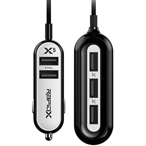 RapidX RXX5USBW X5 5 USB Ports Car Charger 22.4A White
