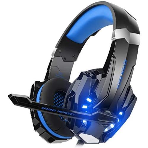 DIZA100 Kotion Each G9000 Gaming Headset Headphone 3.5mm Stereo Jack with Mic LED Light for Xbox One S/Xbox one/PS4/Tablet/Laptop/Cell Phone-Black&Blue
