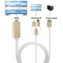 ZFKJERS 3 in 1 Phone to HDMI Cable, Mirroring Cellphone Screen to TV/Projector/Monitor Adapter, 1080P Resolution for iOS and Android Devices (Gold)
