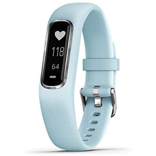 Garmin vívosmart 4, Activity and Fitness Tracker w/Pulse Ox and Heart Rate Monitor, Silver W/Azure Blue Band, 0.75 inches (010-01995-14)