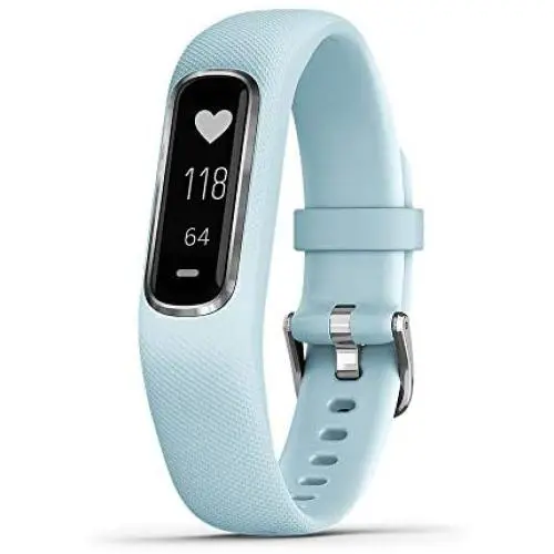 Garmin vívosmart 4, Activity and Fitness Tracker w/Pulse Ox and Heart Rate Monitor, Silver W/Azure Blue Band, 0.75 inches (010-01995-14) Garmin vívosmart 4, Activity and Fitness Tracker w/Pulse Ox and Heart Rate Monitor, Silver W/Azure Blue Band, 0.75 inches (010-01995-14)