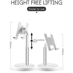 [2020 Upgraded] Cell Phone Stand, Height Angle Adjustable Phone Stand, Aenfor Thick Base Phone Holder Stand for Desk, Compatible with All Mobile Phones, White