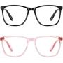 Blue Light Blocking Glasses Women/Men, PengSer Fashion Lightweight Frame Computer Eye Glasses Anti Eyestrain & UV Glare for Gaming & Reading, 2-Pack (Black & Pink)