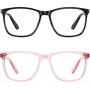 Blue Light Blocking Glasses Women/Men, PengSer Fashion Lightweight Frame Computer Eye Glasses Anti Eyestrain & UV Glare for Gaming & Reading, 2-Pack (Black & Pink)