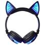 Alician Cute Cat Ear Rechargeable Gaming Headset with LED Lights Colorful Over Ear Foldable Headphones with Mic for Cell Phone