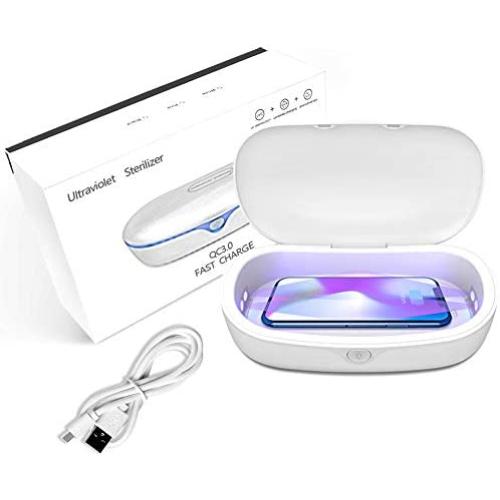 Cell Phone Sanitizer Box, Portable Smartphone Soap Cell Phone Cleaner Box Sterilizer with Wireless Charging Function Daily Disinfection for iPhone Smartphone Jewelry Watch Keys