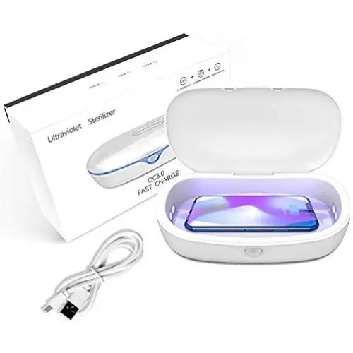 Cell Phone Sanitizer Box, Portable Smartphone Soap Cell Phone Cleaner Box Sterilizer with Wireless Charging Function Daily Disinfection for iPhone Smartphone Jewelry Watch Keys