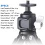 Ball Head with Cold Shoe Mount, 360 Degree Panning, 90 Degree Tilt Notch, 1/4" Screw and Shoe Mount, for Tripod,Selfie Stick,Monopod Mount, Come with on Camera Hot Shoe Adapter.