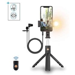 Outdoor Live Streaming Selfie Stick Kit with Microphone and Light, YouTube Video Recording Tripod, Mobile Phone Live Stream Equipment for Facebook Instagram TikTok On The Go