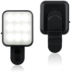 CHSMONB Mini LED Selfie Light, Rechargeable 2 Adjustable Brightness Camera Fill Light Compatible for Any Cell Phones Tablet Photography Video (Black)
