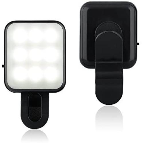 CHSMONB Mini LED Selfie Light, Rechargeable 2 Adjustable Brightness Camera Fill Light Compatible for Any Cell Phones Tablet Photography Video (Black)