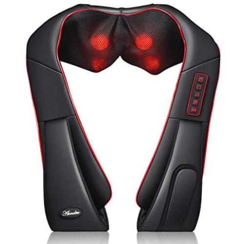 Electric Massager, ATMOKO Neck Massager with Heating & Vibration Function, for Shoulders, Neck, Back, Waist, Legs, Arms, Soles, Relieve Muscle Pain, 15.75 x 6.30 x 7.48 in, Black+Red