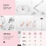 TARION 11" Selfie Ring Light with Stand + Phone Holder Foldable Beauty Ring Light Mini Led Light for Live Stream Video Photography Videography Conference Desk Led Lighting Adjustable Brightness White