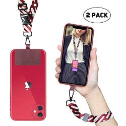 Universal Phone Lanyard Neck Wrist Straps with Durable Nylon Patch Compatible for iPhone Samsung Galaxy Huawei Series and Most Smartphone (Red)