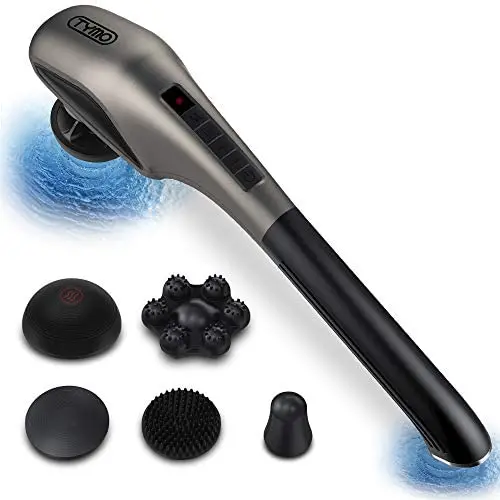 TYMO Black Whale Heat Therapy Massager – Dual Motor Handheld Massager, up to 4000 RPM with 5 Hyper Skin Friendly Silicone Heads, Cordless and Lightweight for Percussion, Kneading and Tapping TYMO Black Whale Heat Therapy Massager – Dual Motor Handheld Massager, up to 4000 RPM with 5 Hyper Skin Friendly Silicone Heads, Cordless and Lightweight for Percussion, Kneading and Tapping