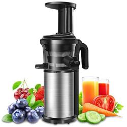 Juicer Slow Juicers Machine Portable Vertical Cold Press Juicer with Reversal Function, BPA-free Masticating Juicer with Juice Jug and Clean Brush for Vegetables and Fruits