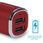 Tranesca 4.8A/24W 2 USB Port Car Charger Compatible with iPhone X 8 7 6S 6 Plus, 5 SE 5S 5 5C, Samsung Galaxy S9 S8 S7 S6 Edge, Note 8 4, LG G6 G5 V10 V20, HTC,Nexus, iPad Pro and More-Red