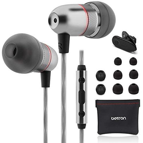 Betron ELR50 Earphones, in Ear Headphones with Mic and Remote Control, Noise Isolating Earbuds, Bass Driven Sound, Premium Audio Quality, Compatible with iPhone and Android Devices, Black