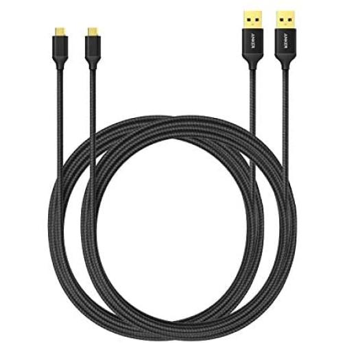 Anker [2-Pack 6ft] Nylon Braided Tangle-Free Micro USB Cable with Gold-Plated Connectors for Android, Samsung, HTC, Nokia, Sony and More (Black)