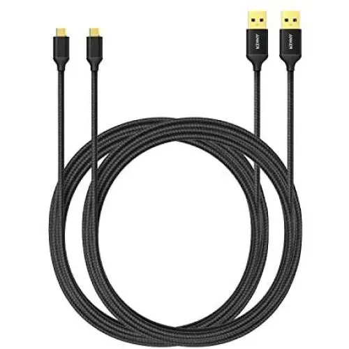 Anker [2-Pack 6ft] Nylon Braided Tangle-Free Micro USB Cable with Gold-Plated Connectors for Android, Samsung, HTC, Nokia, Sony and More (Black)