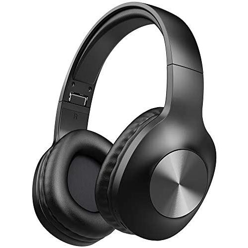 LETSCOM Bluetooth Headphones, 100 Hours Playtime Bluetooth 5.0 Headphones Over Ear with Deep Bass, Hi-Fi Sound and Soft Earpads, Built-in Mic, Wired/Wireless Headset for Home Office-Black
