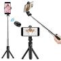 Selfie Stick Bluetooth, Doosl Selfie Stick Tripod - Extendable Tripod Stick with Remote - Facetime Phone Stand, Wireless Selfie Stick Tripod, Portable Tripod for Phone