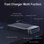 Portable Charger Power Bank 20000mAh Built in Cables Fast Charging 3A Battery Charger with Tri-Input and Four-Output,LCD Display External Battery for Smart Phone, Android, Tablet and More(Black)