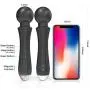 [Upgraded] iDOO Personal Wand Massager, Powerful Handheld Massager with 20 Vibrating Modes 8 Speeds Waterproof Rechargeable Cordless Massager for Back Neck Shoulder Sports Recovery, Black