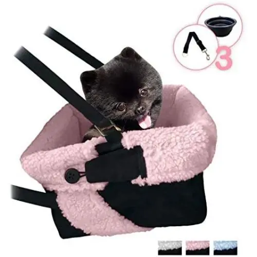 Cozy Boost Premium Quality Dog Booster Seat with Clip On Leash and Collapsible Dish for Small Dogs, Puppies, and Pets Cozy Boost Premium Quality Dog Booster Seat with Clip On Leash and Collapsible Dish for Small Dogs, Puppies, and Pets