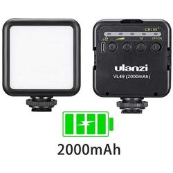 ULANZI VL49 2000mAh LED Video Light w 3 Cold Shoe, Rechargeable Soft Light Panel for DJI OSMO Mobile 3 Pocket Zhiyun Smooth 4 Sony RX100 VII Canon G7X Mark III A6400 6600 Camera GoPro 8 7 6 5 Vlogging