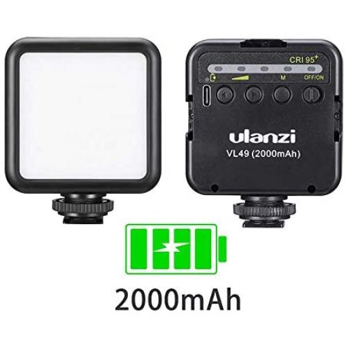 ULANZI VL49 2000mAh LED Video Light w 3 Cold Shoe, Rechargeable Soft Light Panel for DJI OSMO Mobile 3 Pocket Zhiyun Smooth 4 Sony RX100 VII Canon G7X Mark III A6400 6600 Camera GoPro 8 7 6 5 Vlogging