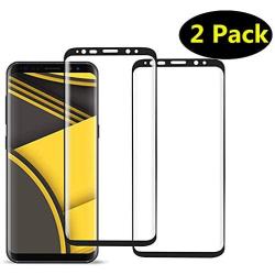 [2-Pack] Galaxy S8 Tempered Glass Screen Protector,[Black][Case-Friendly][No Bubbles][Easy to Install][Anti Fingerprint][Full Coverage] Screen Protector Compatible Samsung Galaxy S8