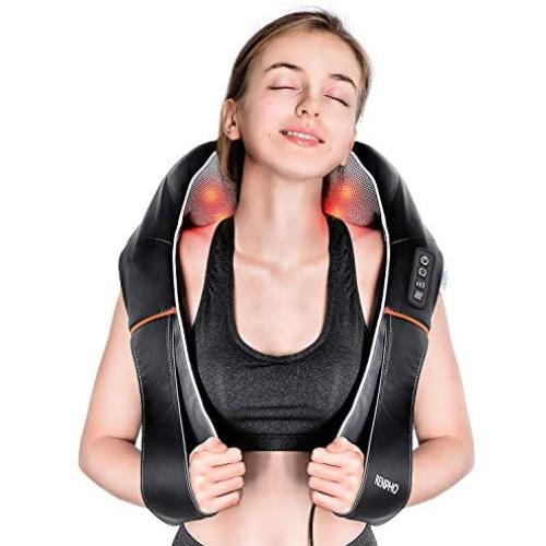 RENPHO Shiatsu Neck and Shoulder Back Massager with Heat, Electric Vibration Deep Tissue 3D Kneading Massage Pillow for Pain Relief on Waist, Leg, Calf, Foot, Arm, Belly, Full Body, Muscles